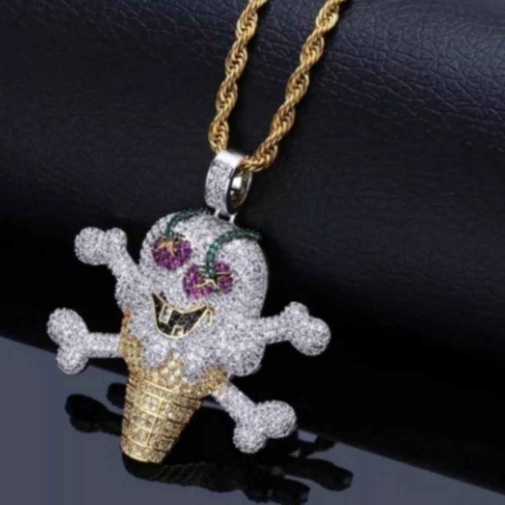 Iced Out Skull Chain Ice Cream